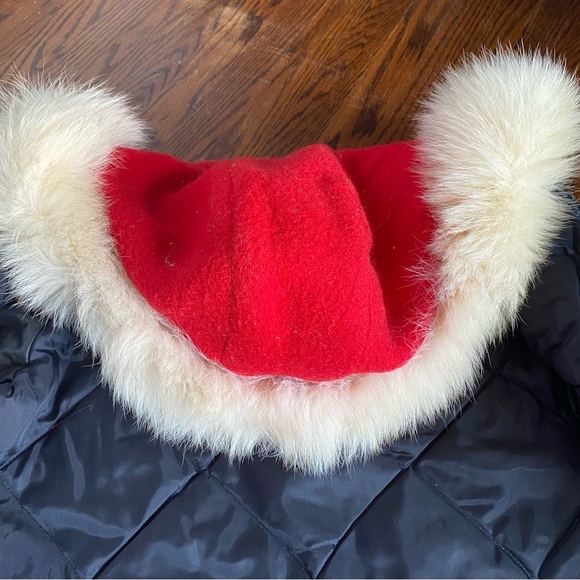 Vintage James Bay Pure Virgin Wool Red Coat with Real Fur Collar Size M - Picture 13 of 14